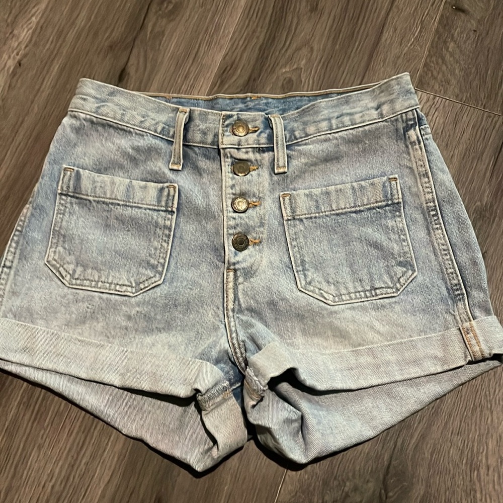 💚Levi's Orange Tab Famous Fit Dual Pocket Jean Denim Shorts Button Fly size 27